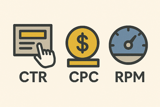 CTR, CPC, RPM 등 애드센스 수익 계산 개념 설명 이미지