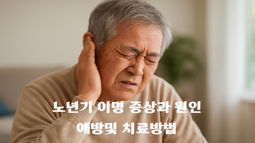 귀 통증과 이명 증상으로 불편함을 겪는 노년 남성